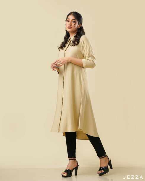 Midi Length Top With Shirt Collar 58412